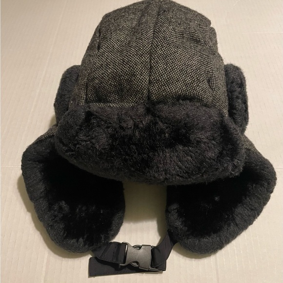 Northwest Territory Mens Black Tweed Trapper Hat w Flaps Cold Weather Hunt  M/L - Picture 7 of 7